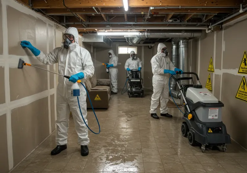 Basement Moisture Removal and Structural Drying process in Cornelius, NC